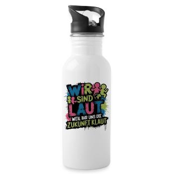  Wir Sind Laut Weil Ihr Uns Die Zukunft Klaut - Trinkflasche mit integriertem Trinkhalm - Weiß - Rechts