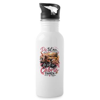 Die tut nix die will nur Cabrio fahren - Trinkflasche mit integriertem Trinkhalm - Weiß - Rechts