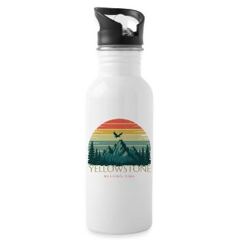 Parc national de Yellowstone - Gourde avec paille intégrée - blanc - Droite
