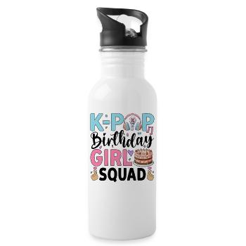 K-Pop Birthday Girl Squad - Water bottle with straw - white - Right