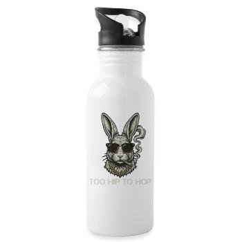 Zu hip, um lustige Hasenrauche zu hüpfen - Trinkflasche mit integriertem Trinkhalm - Weiß - Rechts