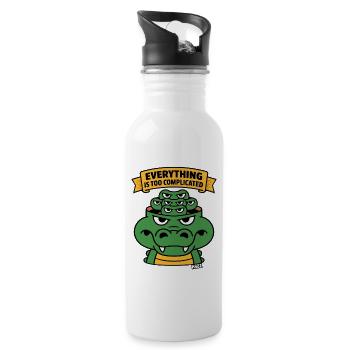 Alles ist zu kompliziert, Alligator. - Trinkflasche mit integriertem Trinkhalm - Weiß - Rechts