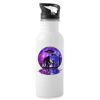 Alien Bigfoot UFO Sasquatch Believers Raumschiff - Trinkflasche mit integriertem Trinkhalm - Weiß - Rechts