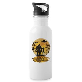 Alien Bigfoot UFO Sasquatch Believers Raumschiff - Trinkflasche mit integriertem Trinkhalm - Weiß - Rechts