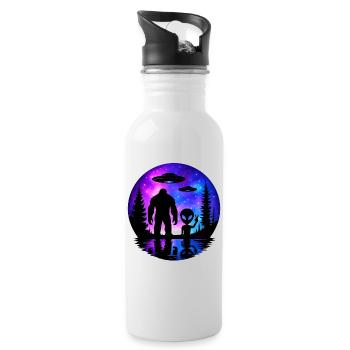 Alien Bigfoot UFO Sasquatch Believers Raumschiff - Trinkflasche mit integriertem Trinkhalm - Weiß - Rechts