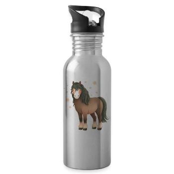 Cheval avec des étoiles - Gourde avec paille intégrée - argent clair - Droite