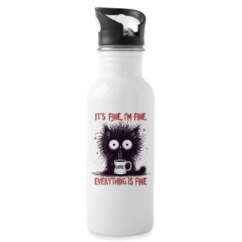 Its Fine Im Fine Kaffee Katze Humor - Trinkflasche mit integriertem Trinkhalm - Weiß - Rechts