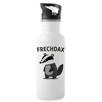 Frechdax Lustiger Dachs Wortspiel - Trinkflasche mit integriertem Trinkhalm - Weiß - Rechts