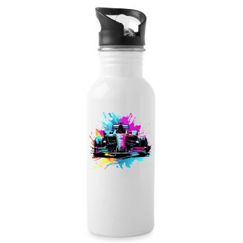 Racing Cars Colorful Splash Art Car Racer - Water bottle with straw - white - Right