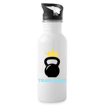 Kettlebell Crown Train Hard - Water bottle with straw - white - Right