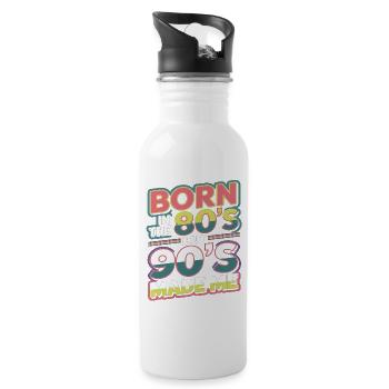 Born in the 80s But 90s Made Me Retro - Trinkflasche mit integriertem Trinkhalm - Weiß - Rechts