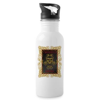 Motorcycle Vintage Motorcyclist - Water bottle with straw - white - Right