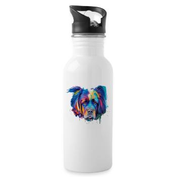 Mastiff Dog Porträt Lebendige Ölmalerei Kunst - Trinkflasche mit integriertem Trinkhalm - Weiß - Rechts