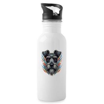 Color Explosion Schnauzer Portrait - Water bottle with straw - white - Right