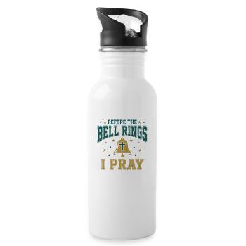 Before the Bell Rings I Pray Christian Teacher - Water bottle with straw - white - Right