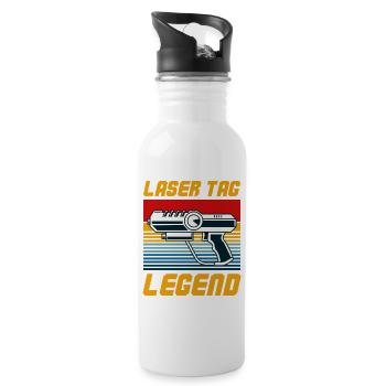 Laser Tag Legend Retro Blaster Graphic - Trinkflasche mit integriertem Trinkhalm - Weiß - Rechts