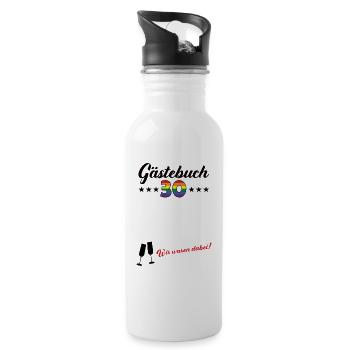 30. Geburtstag Gästebuch Outfit 30 Jahre Dreißig - Trinkflasche mit integriertem Trinkhalm - Weiß - Rechts