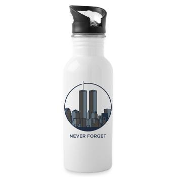Never Forget Skyline Erinnerung - Trinkflasche mit integriertem Trinkhalm - Weiß - Rechts