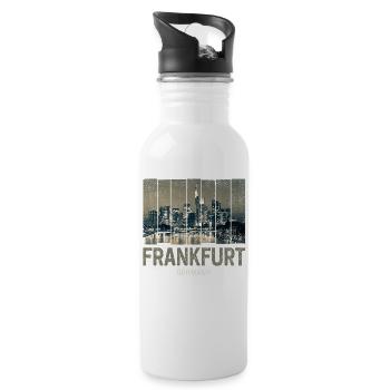 Souvenir d’art de la silhouette de la silhouette de Francfort, Allemagne - Gourde avec paille intégrée - blanc - Droite