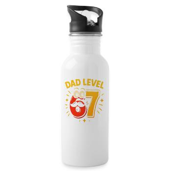 Dad Level 67 Six Seven Meme Father Dad Humor - Water bottle with straw - white - Right