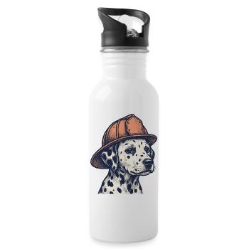 Vintage Dalmatiner-Feuerwehrhund - Trinkflasche mit integriertem Trinkhalm - Weiß - Rechts