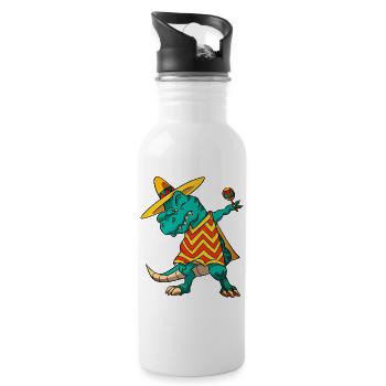Dabbing T-rex Dinosaur Cinco De Mayo Fiesta 2026 - Trinkflasche mit integriertem Trinkhalm - Weiß - Rechts
