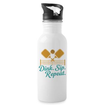 Pickleball Funny Player Dink Sip Repeat Paddles - Water bottle with straw - white - Right