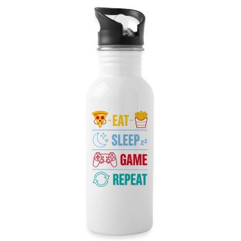 Eat Sleep Game Repeat Gaming Quotes for Gamer - Trinkflasche mit integriertem Trinkhalm - Weiß - Rechts