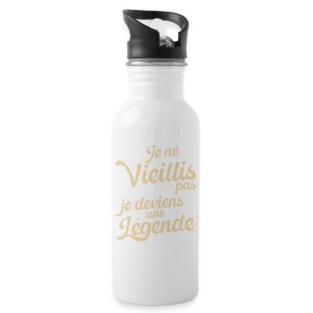 Idée Cadeau Anniversaire Humour Original Légende - Gourde avec paille intégrée - blanc - Droite