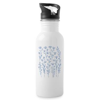 Vintage Blumen-Frauen-Wildblumen-Gartengarten - Trinkflasche mit integriertem Trinkhalm - Weiß - Rechts