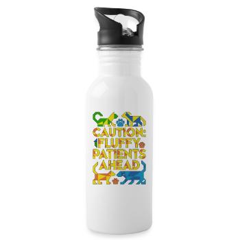 Vet Tech Caution Fluffy Patients Veterinary Clinic - Trinkflasche mit integriertem Trinkhalm - Weiß - Rechts