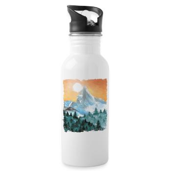 Hiking Mountains Hike Vintage - Water bottle with straw - white - Right