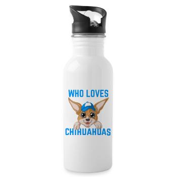 Boy Who Loves Chihuahuas Shirt - Water bottle with straw - white - Right