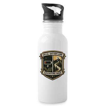 Social Battery Empty | Adventure High - Water bottle with straw - white - Right