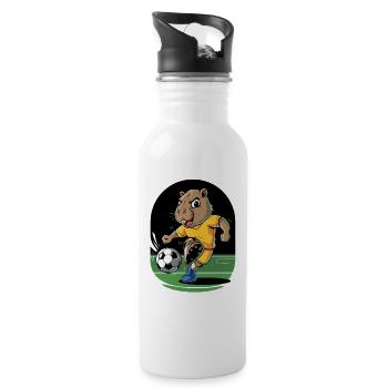  Lustiges Fußball Nagetier Maskottchen Tierischer - Trinkflasche mit integriertem Trinkhalm - Weiß - Rechts