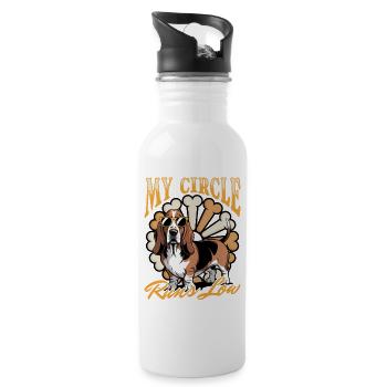 Funny Dog Breed Basset Hound - Trinkflasche mit integriertem Trinkhalm - Weiß - Rechts