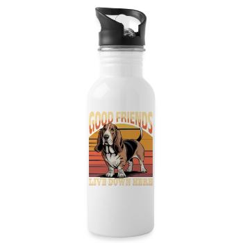 Funny Dog Breed Basset Hound - Trinkflasche mit integriertem Trinkhalm - Weiß - Rechts