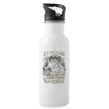 Friedhof Goth Humor Cemetery Crawler - Trinkflasche mit integriertem Trinkhalm - Weiß - Rechts
