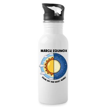 March Equinox Equal Day And Night Spring Equinox - Water bottle with straw - white - Right
