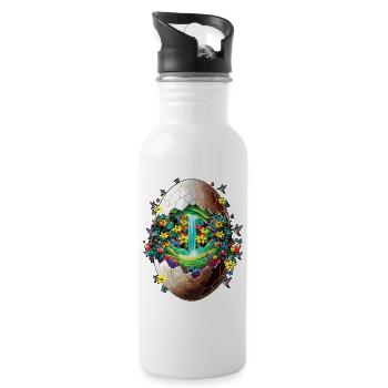 Eostre Frühlingsmond Frohes Oster-Ostara-Segen - Trinkflasche mit integriertem Trinkhalm - Weiß - Rechts