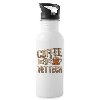 Vet Tech Coffee Before Animal Care Coffee Lover - Water bottle with straw - white - Right