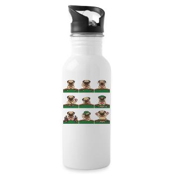 Lustiger Mops Poker Kartenspiel Hund - Trinkflasche mit integriertem Trinkhalm - Weiß - Rechts