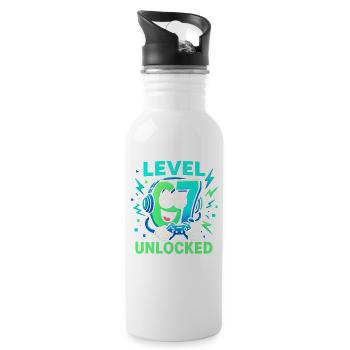 Level 67 Unlocked Six Seven Italian Brainrot Gamer - Water bottle with straw - white - Right