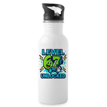 Level 67 Unlocked Six Seven Italian Brainrot Gamer - Water bottle with straw - white - Right