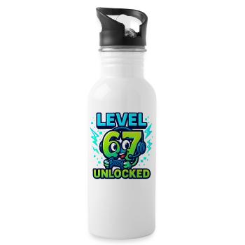 Level 67 Unlocked Six Seven Italian Brainrot Gamer - Water bottle with straw - white - Right