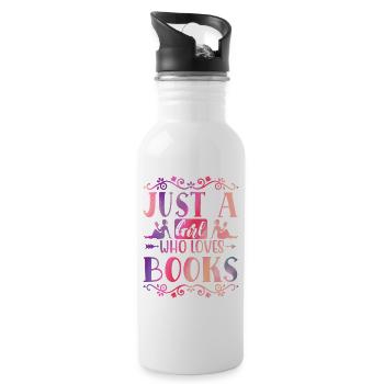 Only a girl loves books - Water bottle with straw - white - Right