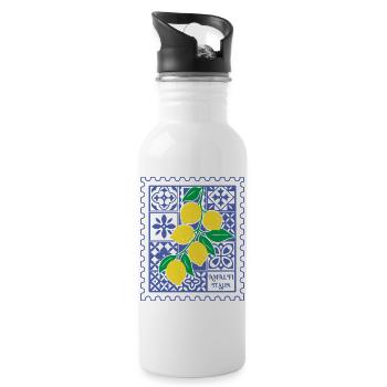 Italy Lemons Italia Amalfi Coast Summer - Water bottle with straw - white - Right