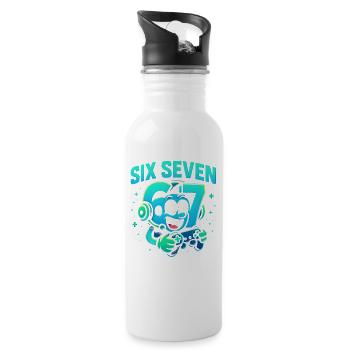 Six Seven Gamer Mascot Italian Brainrot Gaming - Trinkflasche mit integriertem Trinkhalm - Weiß - Rechts