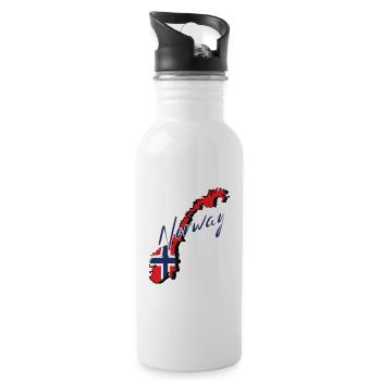 Map with Norway flag, I love Norway - Water bottle with straw - white - Right