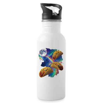 Kosmische Taco-Regenbogen - Trinkflasche mit integriertem Trinkhalm - Weiß - Rechts